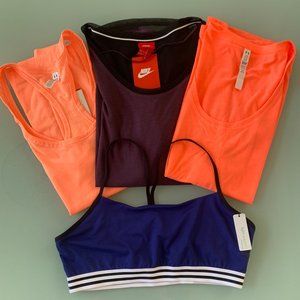 LARGE Women's Workout Athletic Sports Top Wear Bundle of 4, UA Nike & Ad…